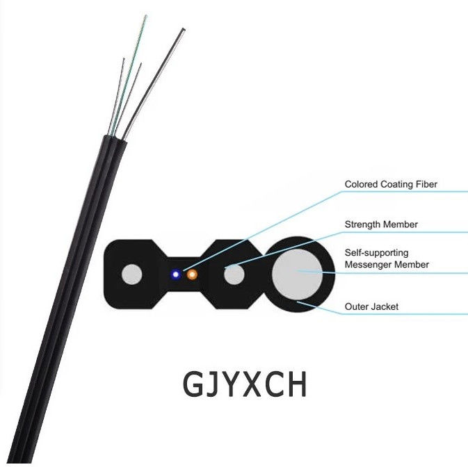 Ενιαίος τρόπος 2 πυρήνας 4 FTTH G652 καλώδιο ινών πυρήνων, καλώδιο Ethernet ινών